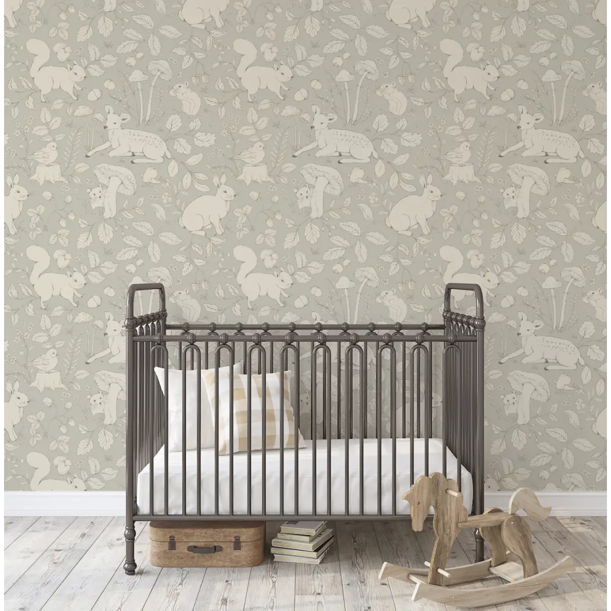 Finch Wallpaper - Bunnies Deer and Squirrels - by Daphne and Sage - Loomwell Home Goods