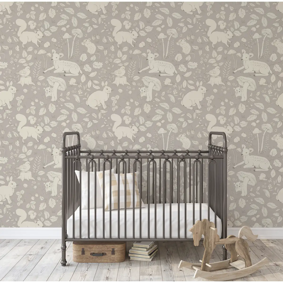 Finch Wallpaper - Bunnies Deer and Squirrels - by Daphne and Sage - Loomwell Home Goods