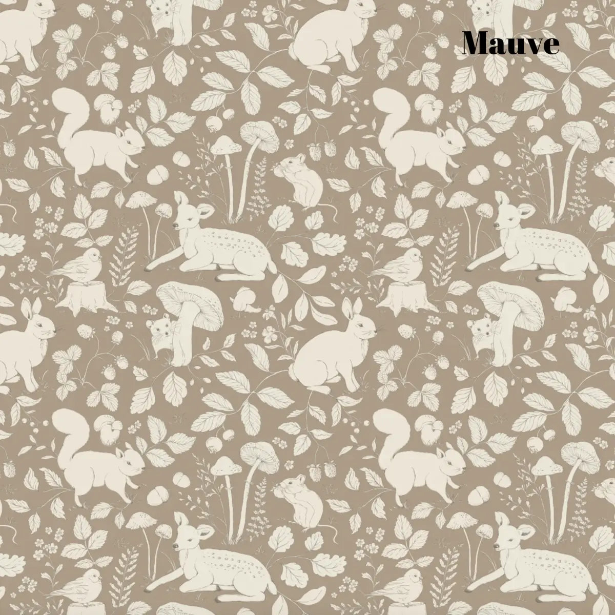 Finch Wallpaper - Bunnies Deer and Squirrels - by Daphne and Sage - Sample 1 foot by 1 foot / Brown - Loomwell Home