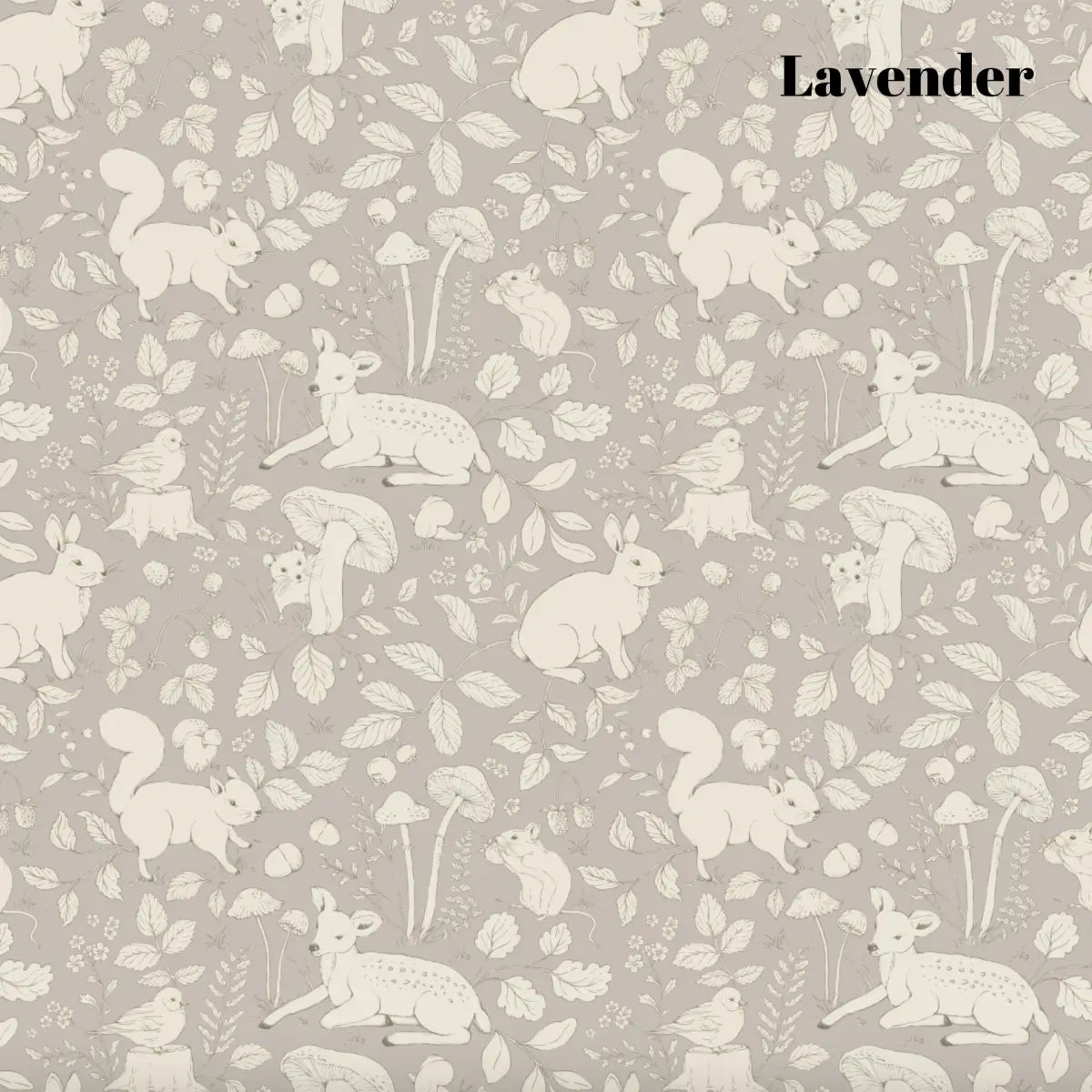 Finch Wallpaper - Bunnies Deer and Squirrels - by Daphne and Sage - Sample 1 foot by 1 foot / Lavender - Loomwell Home