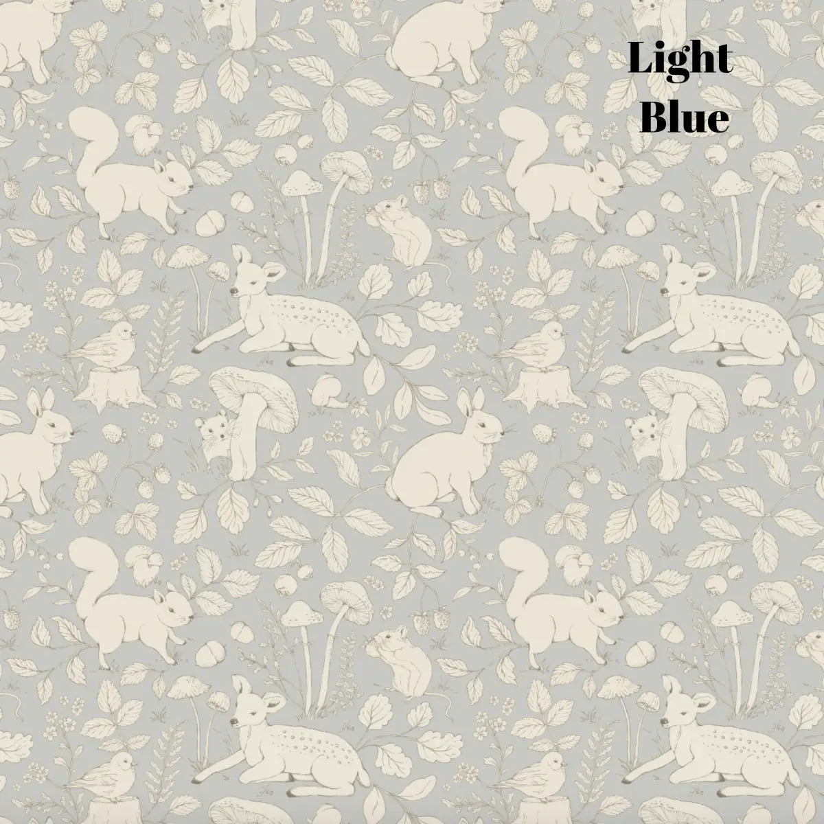 Finch Wallpaper - Bunnies Deer and Squirrels - by Daphne and Sage - Sample 1 foot by 1 foot / Light Blue - Loomwell