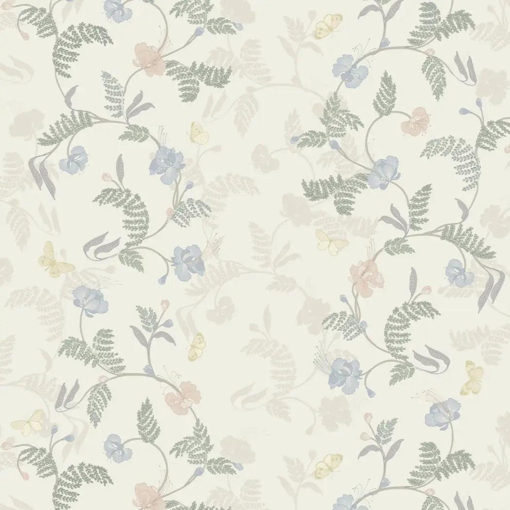 Finlay Wallpaper - Flowers and Vines - by Grateful Artsy Soul - Sample 1 foot by 1 foot / Cool Pastel - Loomwell Home