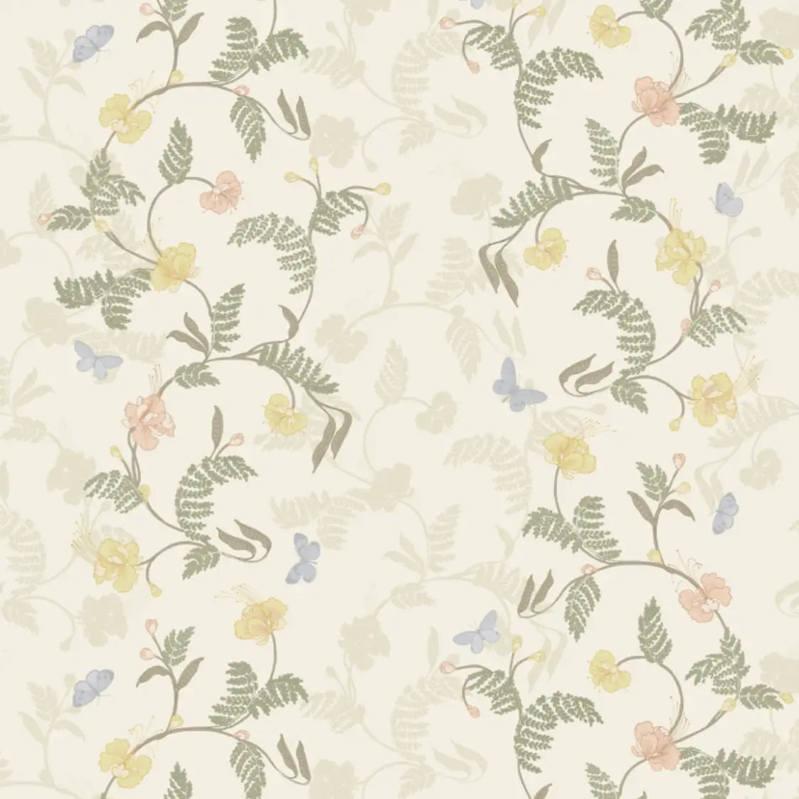 Finlay Wallpaper - Flowers and Vines - by Grateful Artsy Soul - Sample 1 foot by 1 foot / Warm Pastel - Loomwell Home