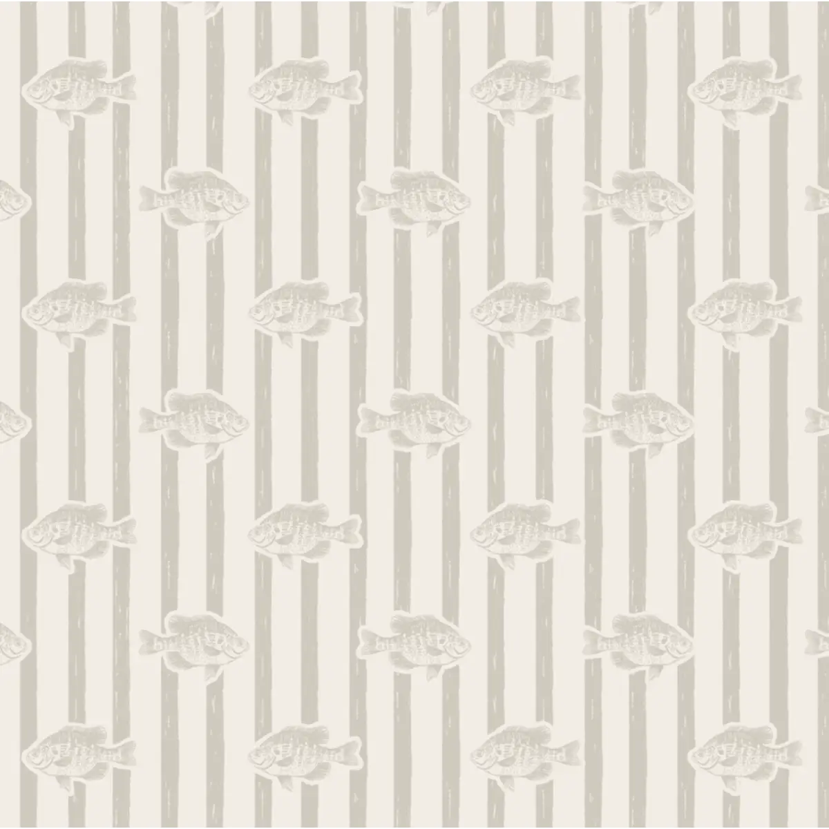 Finn Wallpaper - Fish and Stripes - by Kim Hallquist Designs - Sample 1 foot by 1 foot / Neutral - Loomwell Home Goods