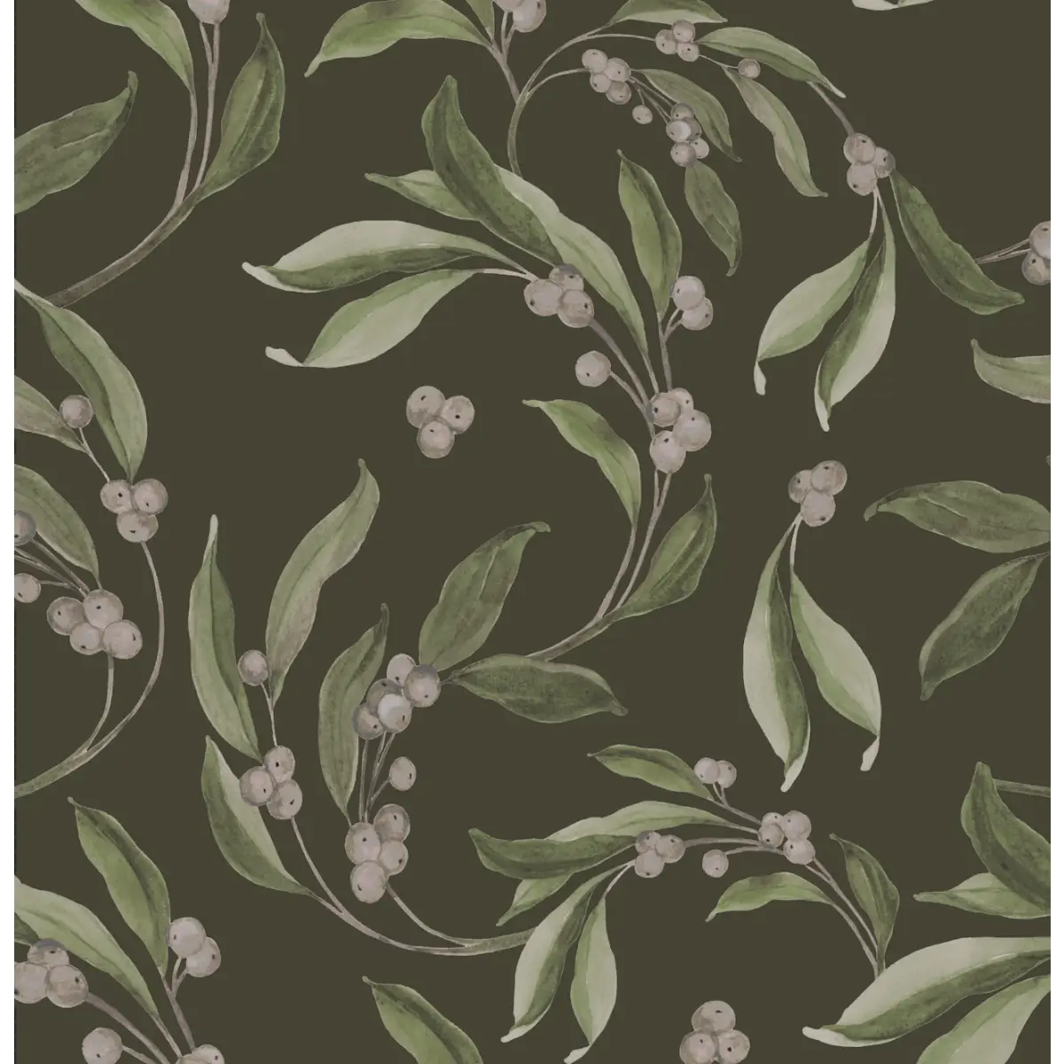 Finnegan Wallpaper - Blueberries - by Taddy Mikelaites - Sample 1 foot by 1 foot / Black and Taupe - Loomwell Home Goods