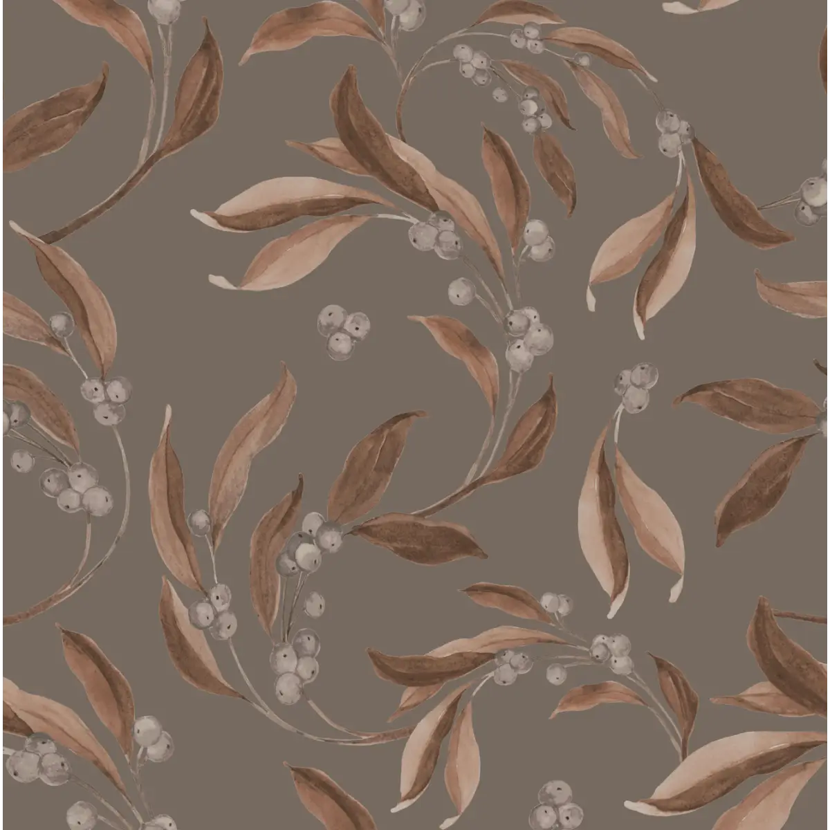 Finnegan Wallpaper - Blueberries - by Taddy Mikelaites - Sample 1 foot by 1 foot / Rust - Loomwell Home Goods
