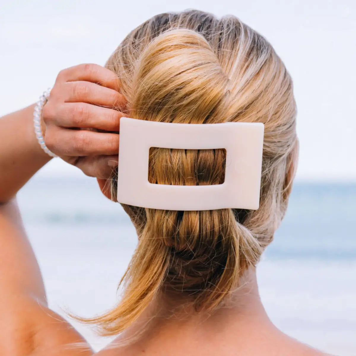 Flat Rectangle Hair Clip - Almond Beige - Large - TELETIES
