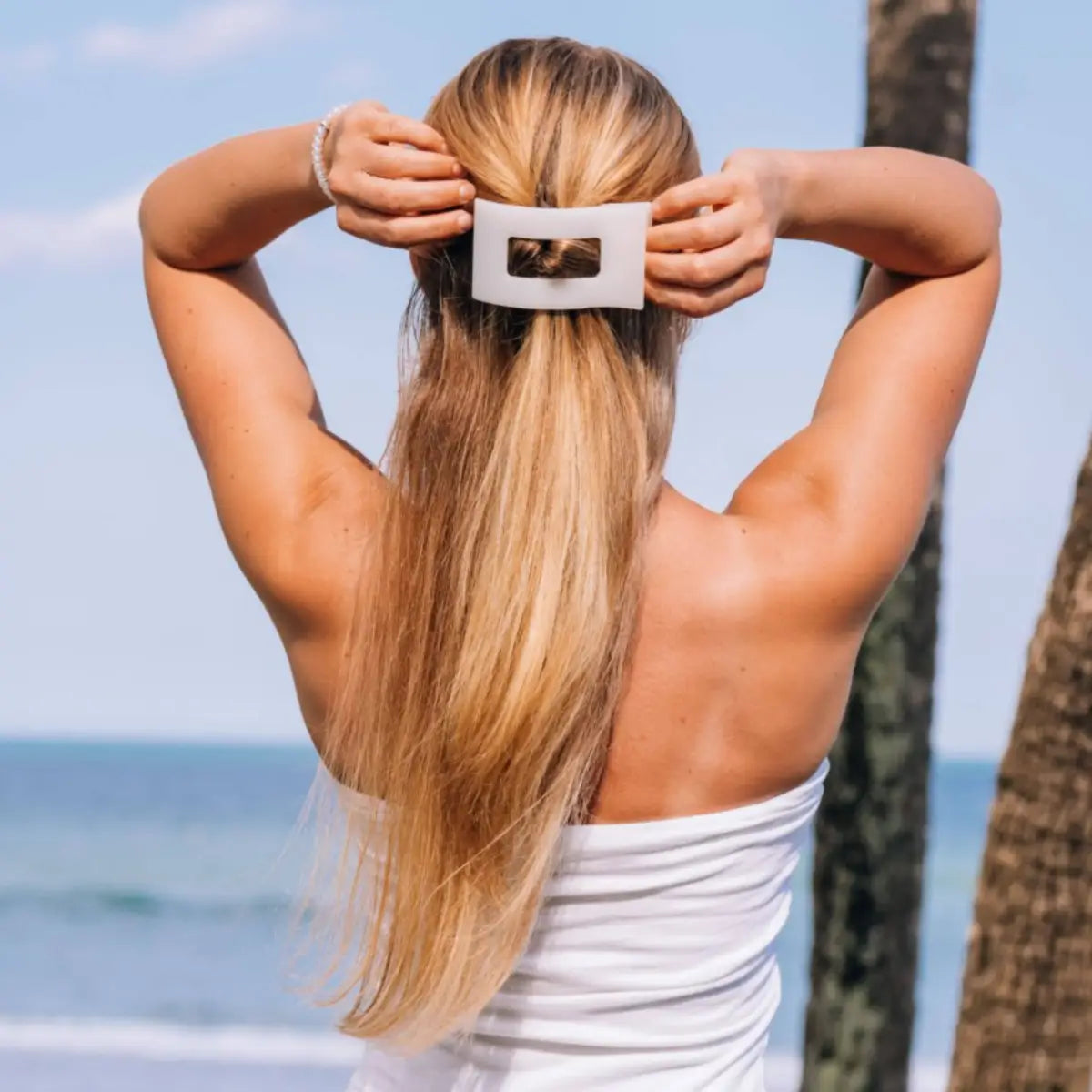 Flat Rectangle Hair Clip - Coconut White - Large - TELETIES