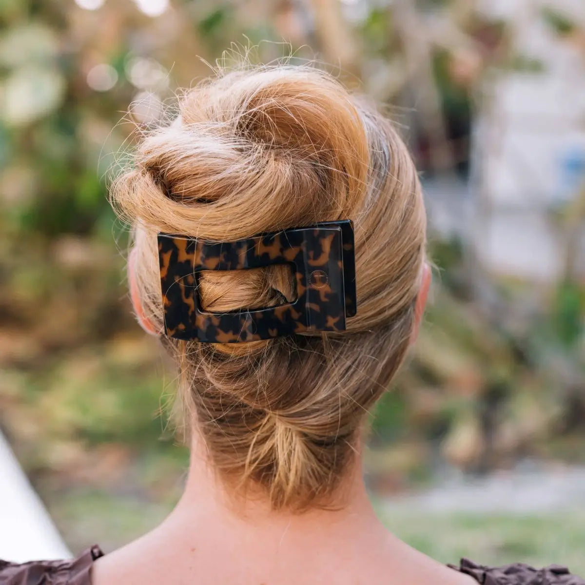 Flat Rectangle Hair Clip - Tortoise - Large - TELETIES