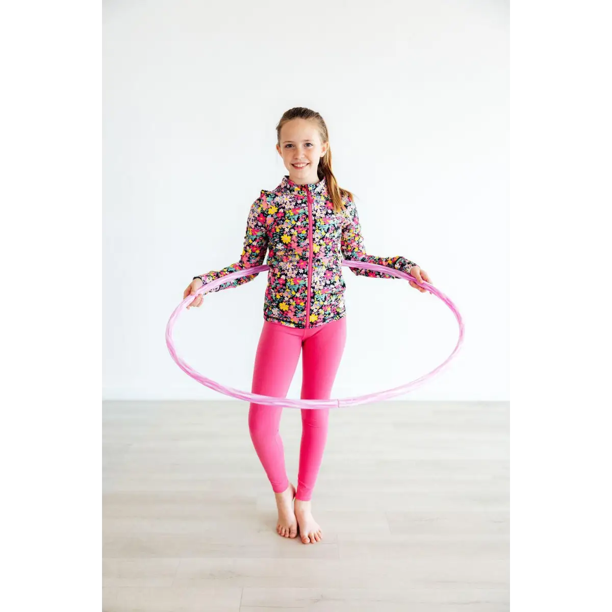 Flexible Floral Ruffle Activewear Zip Jacket - Mila & Rose ®