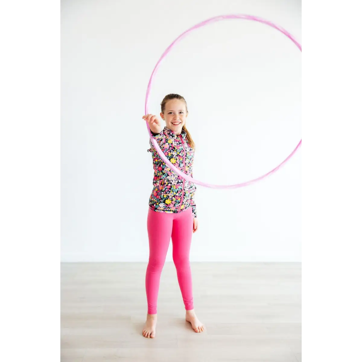 Flexible Floral Ruffle Activewear Zip Jacket - Mila & Rose ®