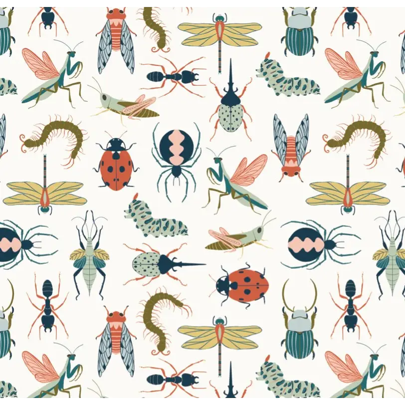 Flick Wallpaper - Insects Bugs - by Kristi Vargo - Sample 1 foot by 1 foot / White - Loomwell Home Goods