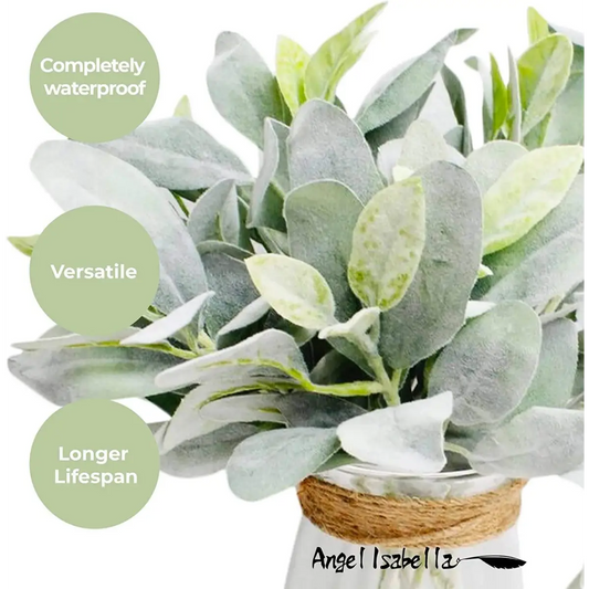 Flocked Lamb’s Ear 14’’ Stem - Angel Isabella