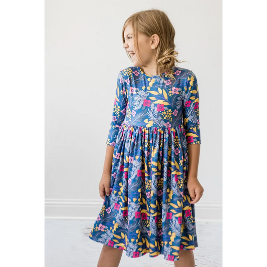Pocket Twirl Dress - Flora - Blue Floral - Mila & Rose ®