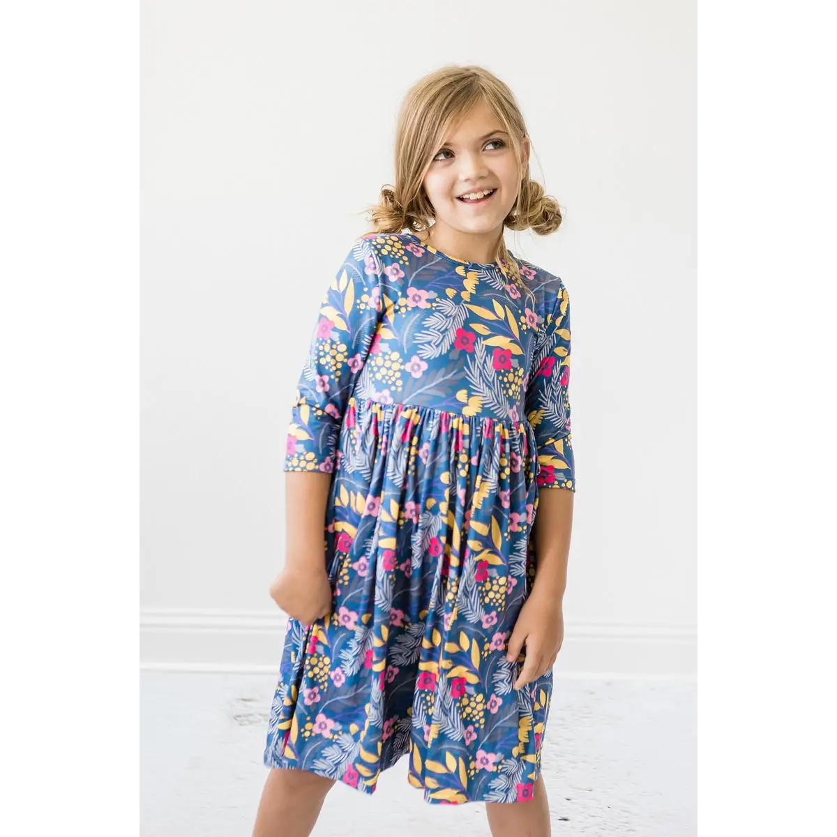 Pocket Twirl Dress - Flora - Blue Floral - Mila & Rose ®