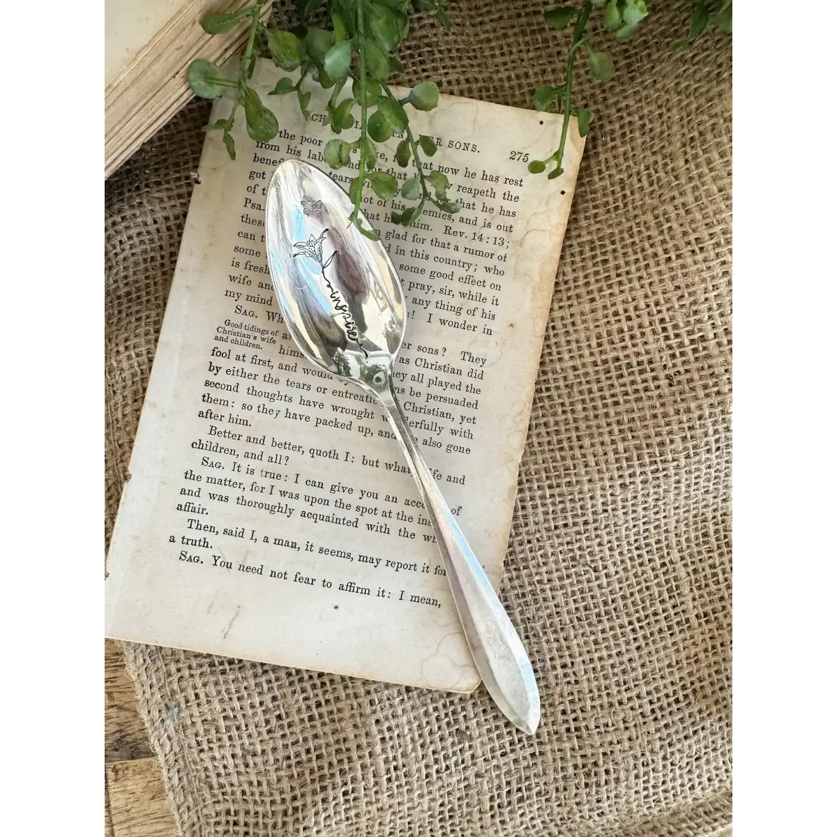 Floral Stem Inspiration - Vintage Stamped Spoon - The Sassy Barn
