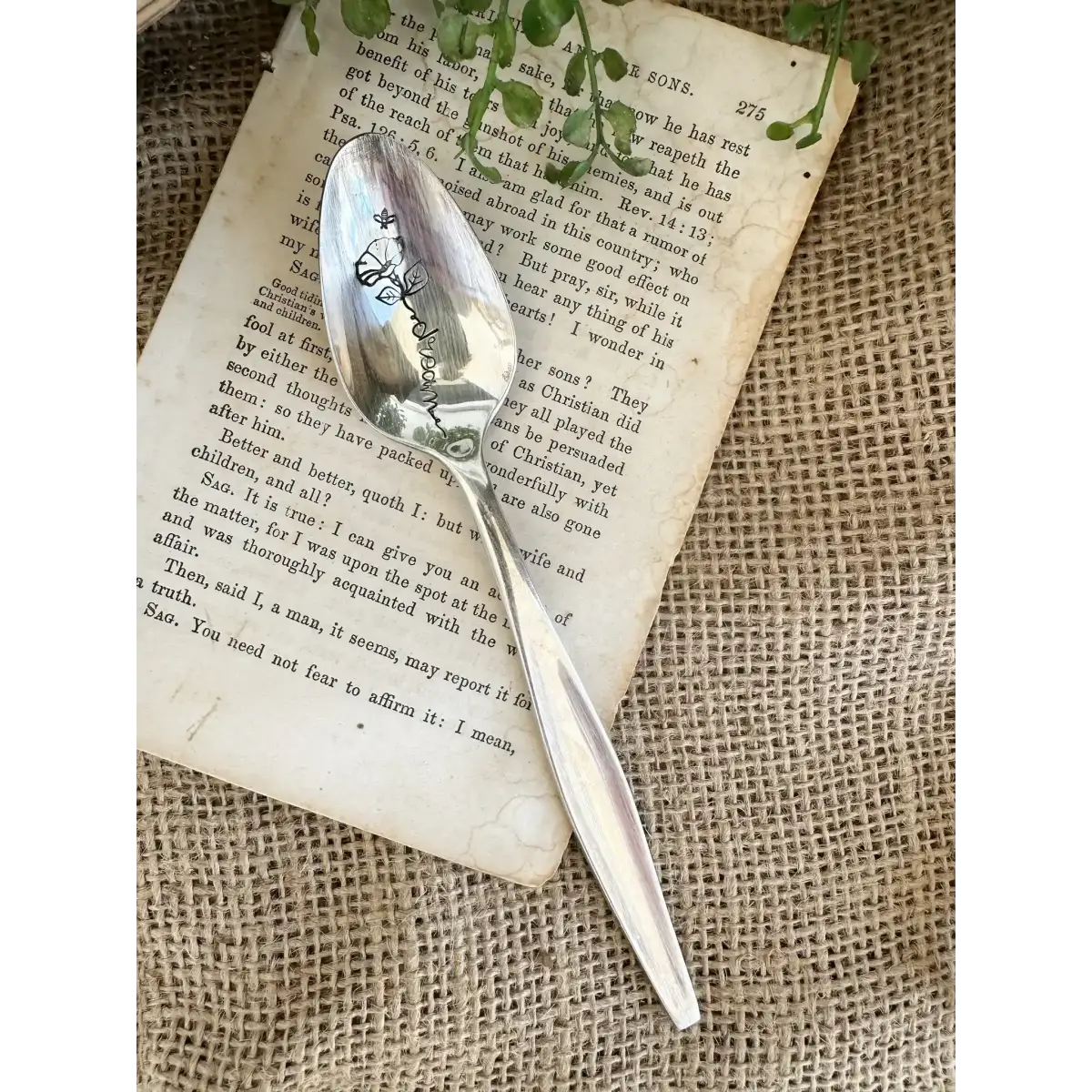 Floral Stem Inspiration - Vintage Stamped Spoon - The Sassy Barn