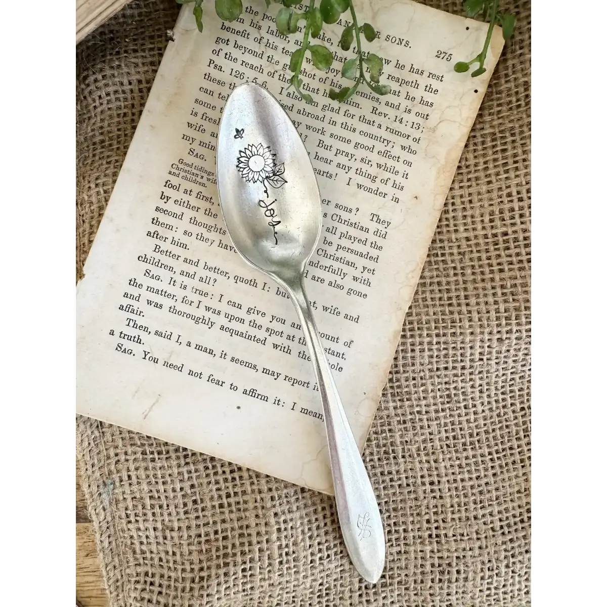 Floral Stem Inspiration - Vintage Stamped Spoon - The Sassy Barn