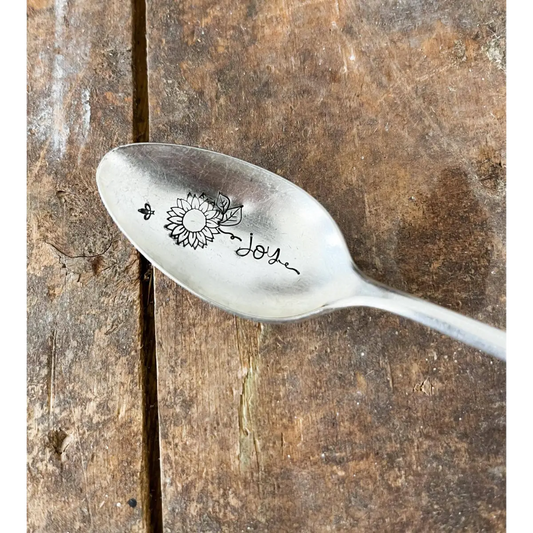 Floral Stem Inspiration - Vintage Stamped Spoon - Joy - The Sassy Barn