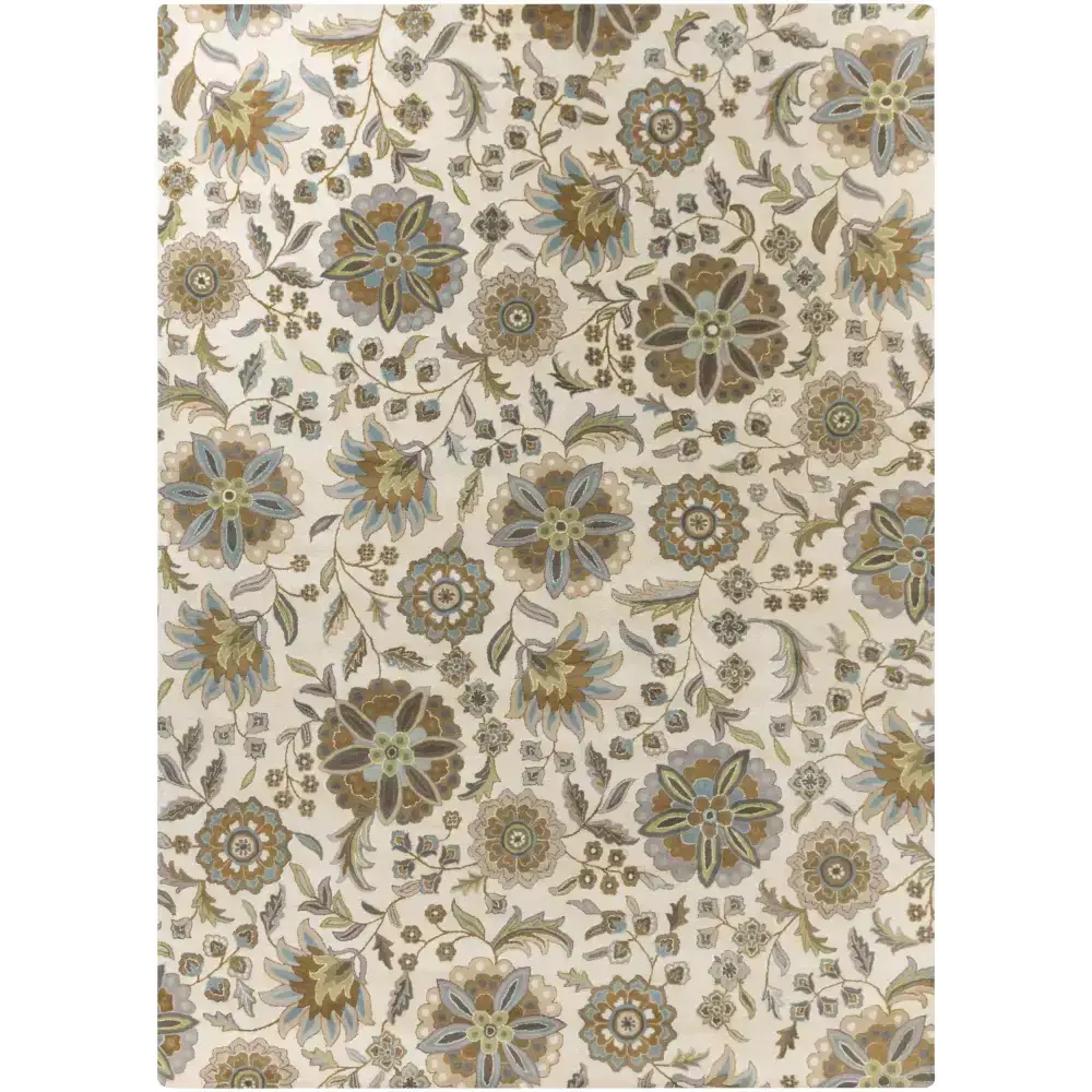 Floral Wool Area Rug - 10’ x 14’ Rectangle - Boutique Rugs