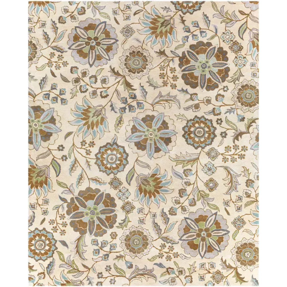 Floral Wool Area Rug - 7’6’’ x 9’6’’ Rectangle - Boutique Rugs