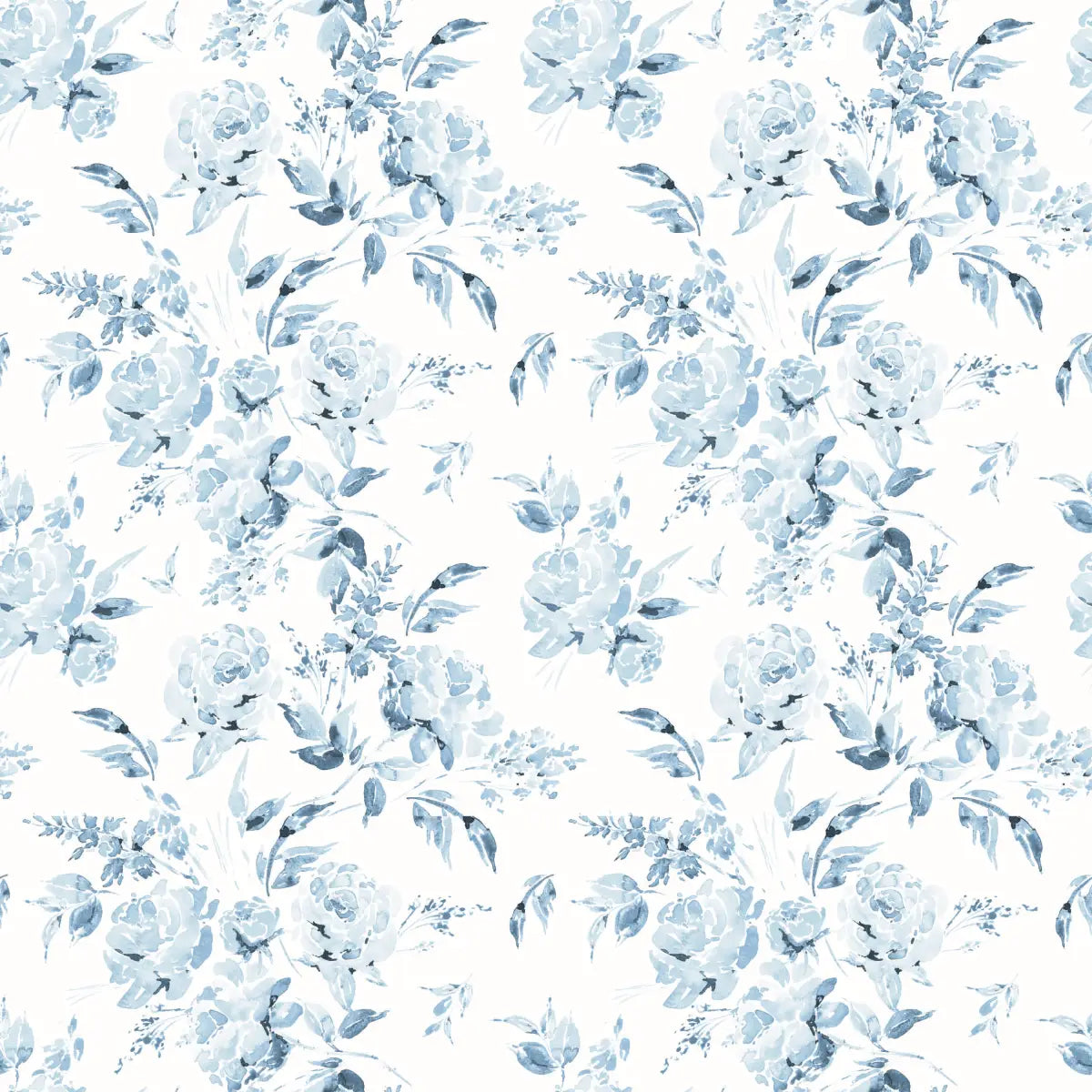 Florence Wallpaper - Baby Blue Roses - Sample 1 foot by 1 foot - Loomwell Home Goods