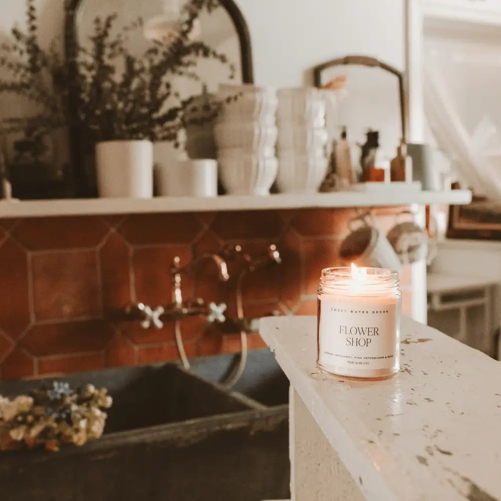 Flower Shop Soy Candle - Clear Jar - 9 oz - Sweet Water Decor