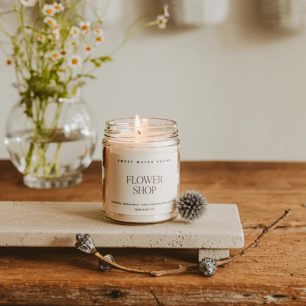 Flower Shop Soy Candle - Clear Jar - 9 oz - Sweet Water Decor