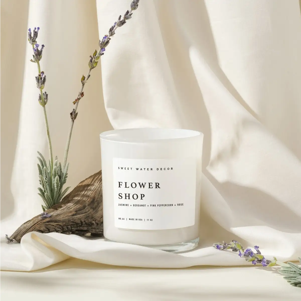 Flower Shop Soy Candle - White Jar - 11 oz - Sweet Water Decor