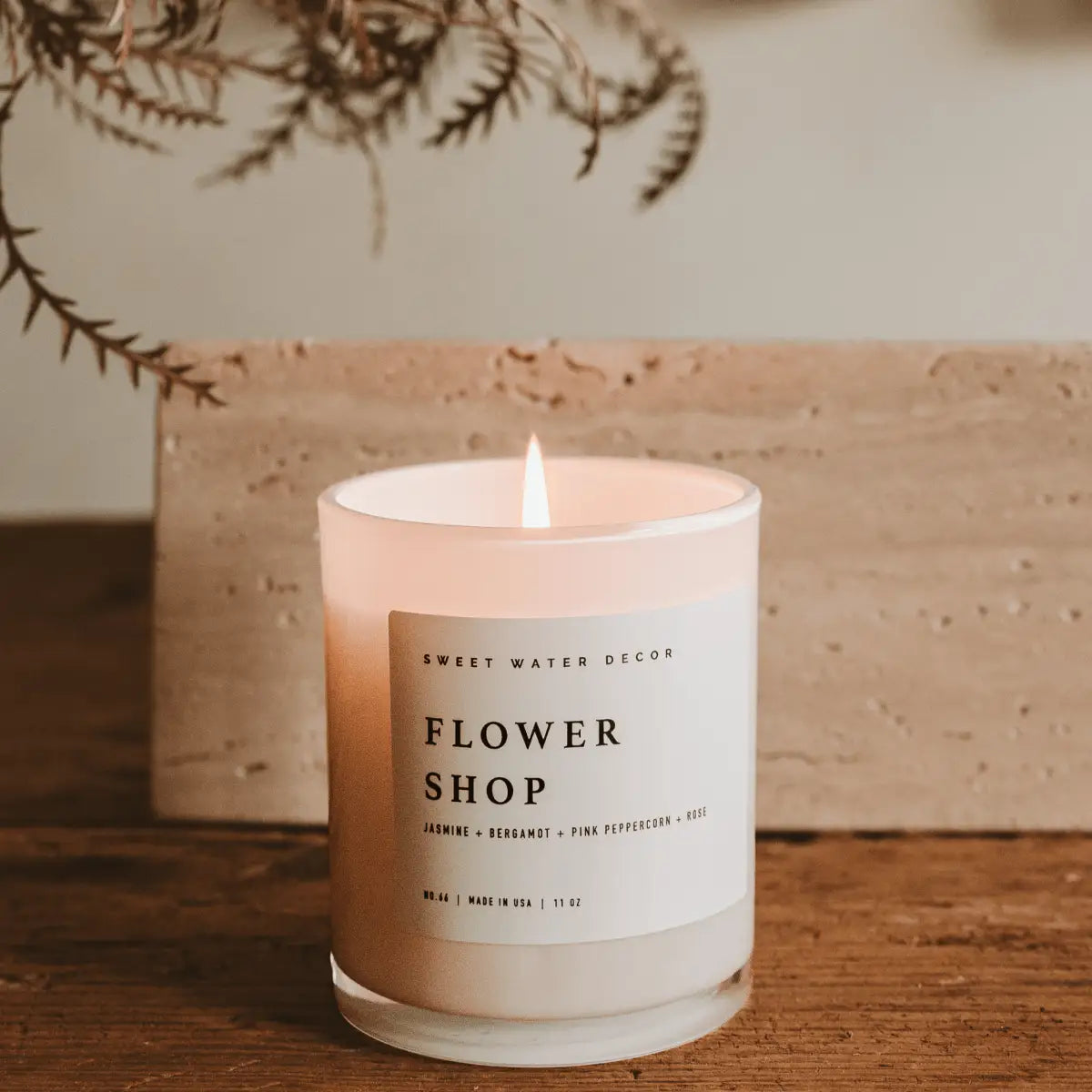 Flower Shop Soy Candle - White Jar - 11 oz - Sweet Water Decor