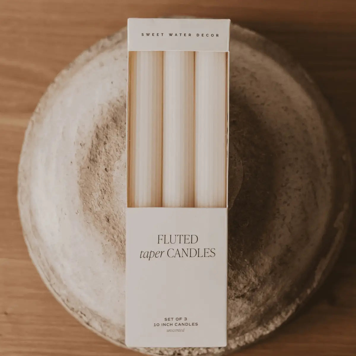 Fluted Taper Candles - Set of 3 - Sweet Water Decor