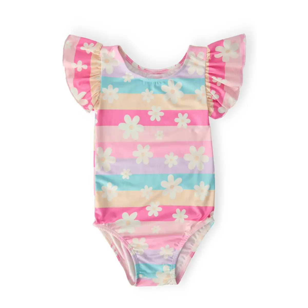 Flutter Sleeve Leotard - Daisy Dreams - Rainbow Floral - 6-12M - Mila & Rose ®