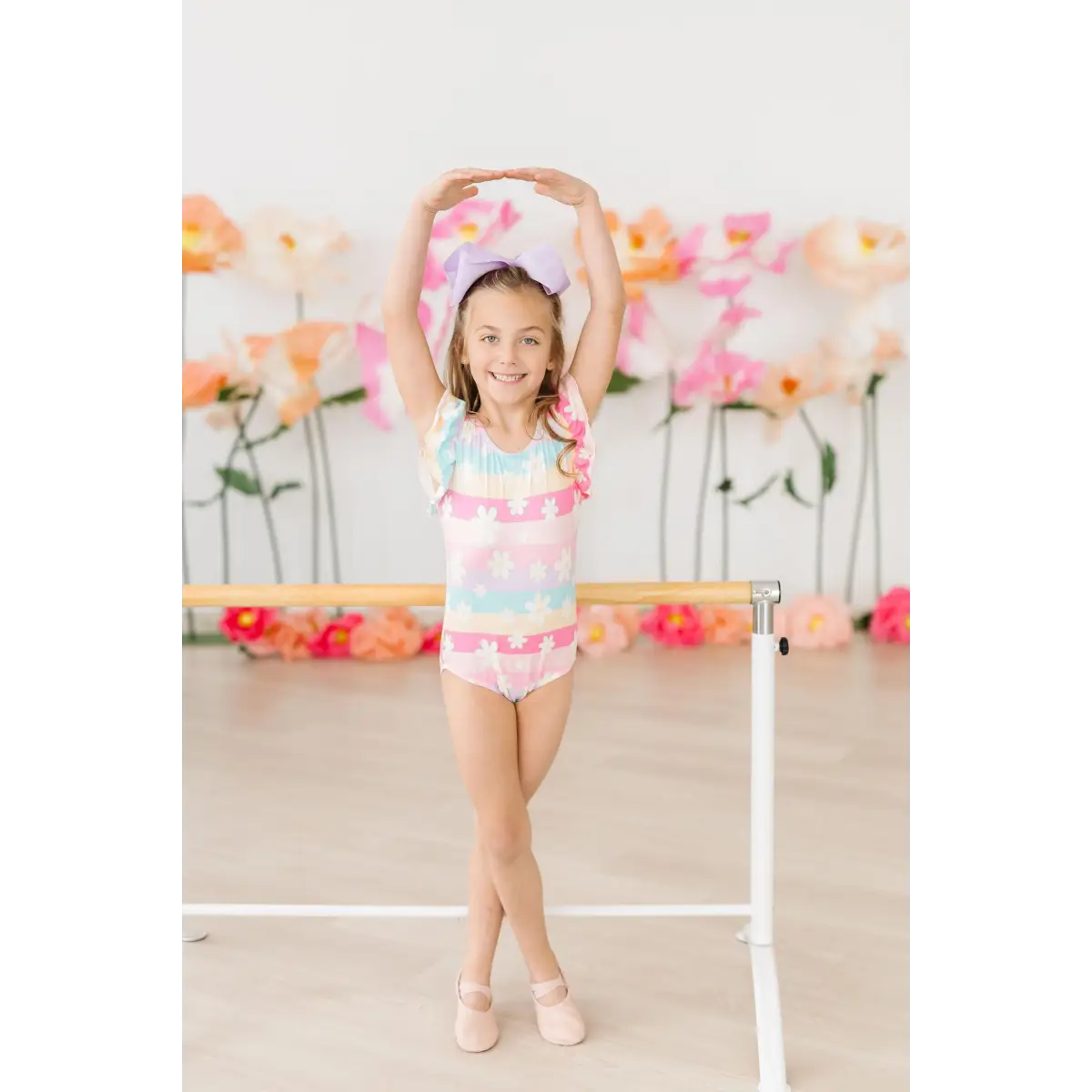 Flutter Sleeve Leotard - Daisy Dreams - Rainbow Floral - Mila & Rose ®