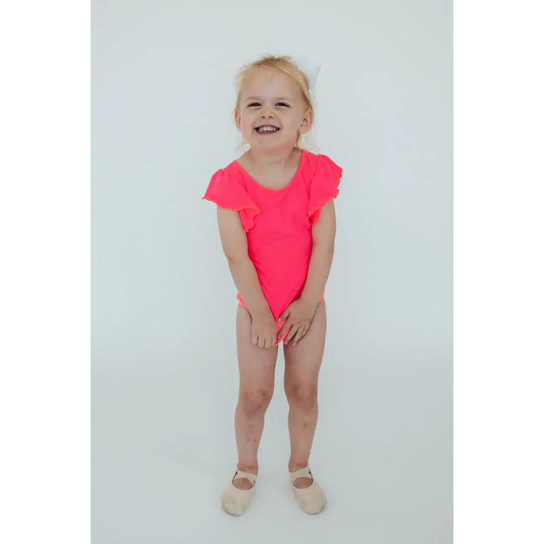 Flutter Sleeve Leotard - Neon Pink - Mila & Rose ®