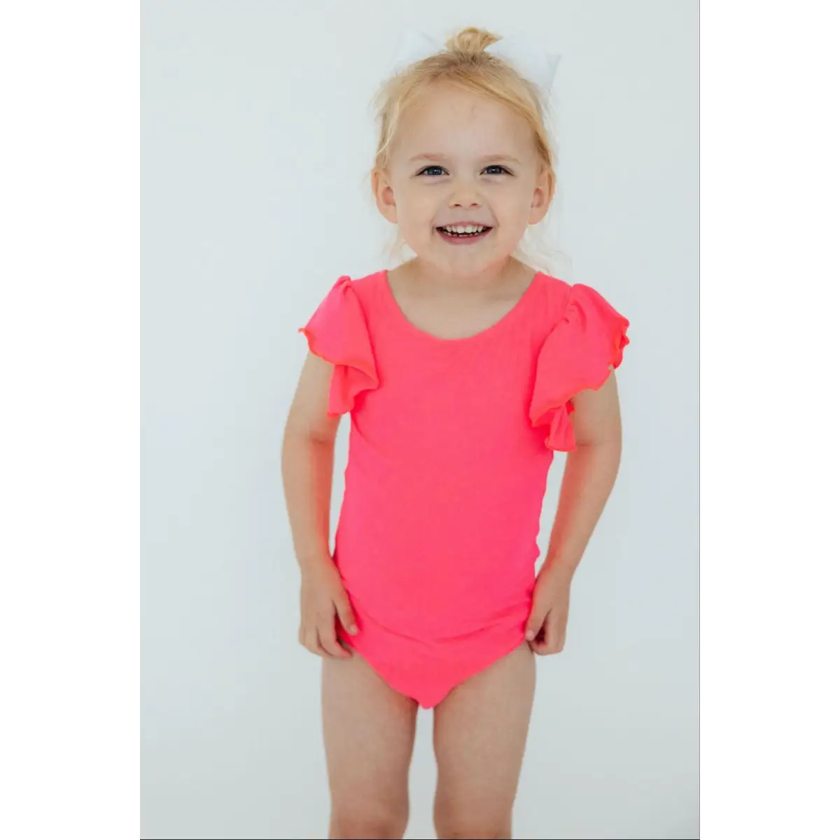 Flutter Sleeve Leotard - Neon Pink - Mila & Rose ®
