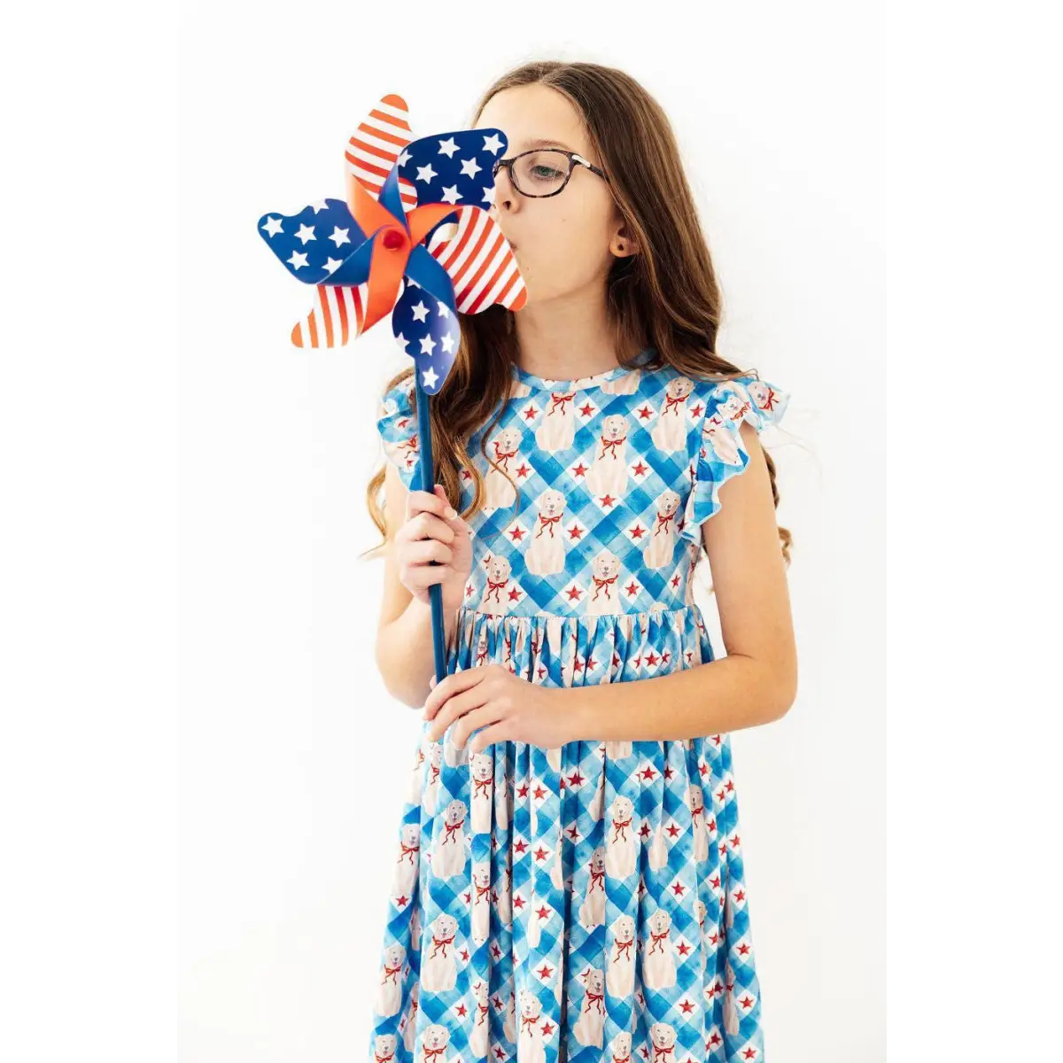 Flutter Sleeve Twirl Dress - Star Spangled Pups - Patriotic Dogs - Mila & Rose ®