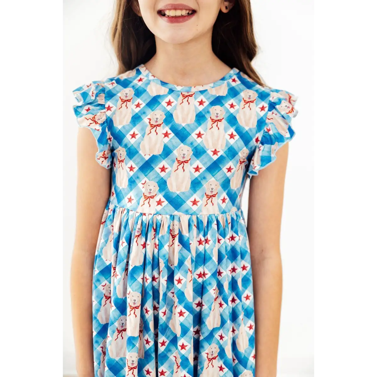 Flutter Sleeve Twirl Dress - Star Spangled Pups - Patriotic Dogs - 6-12M - Mila & Rose ®