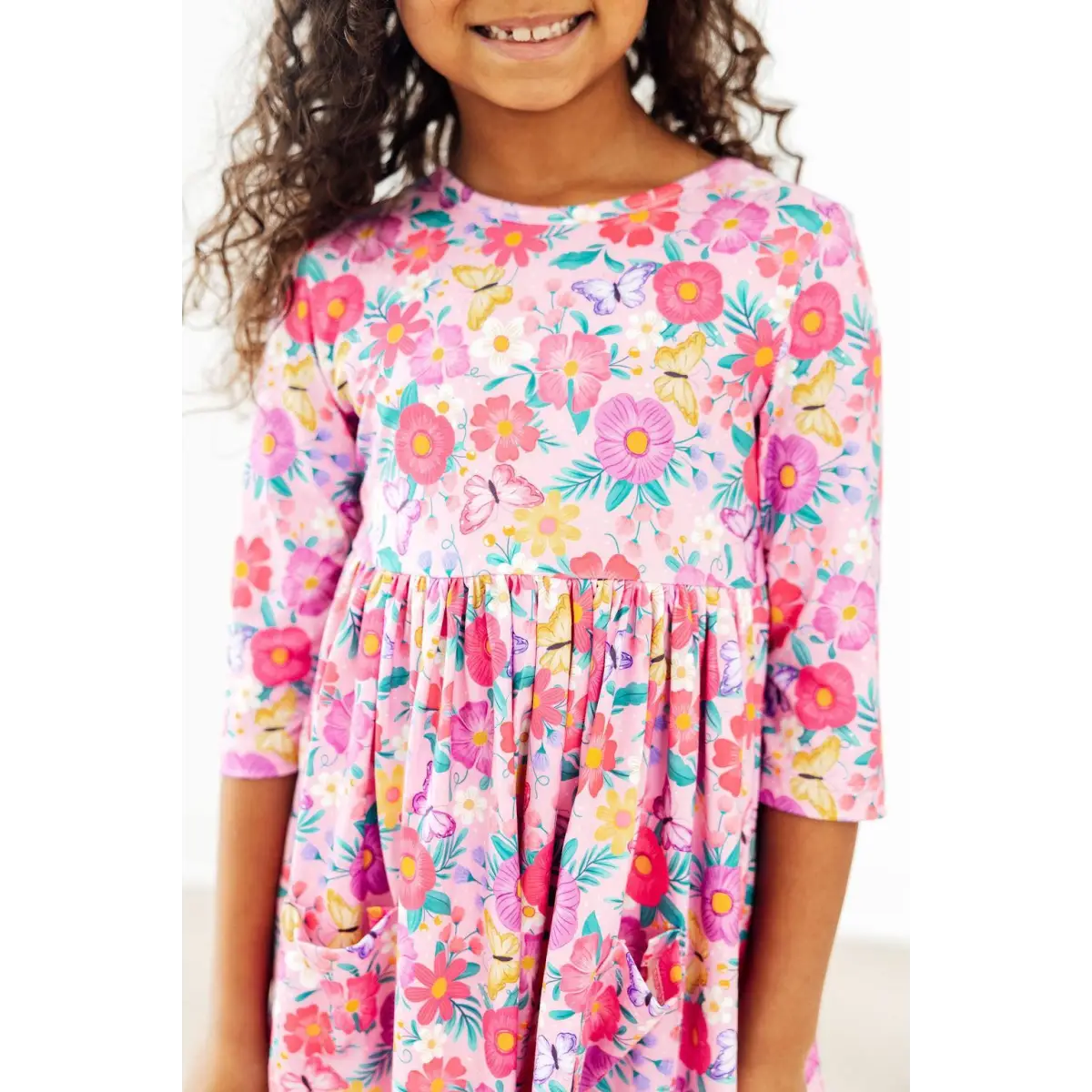 Fluttering Garden 3/4 Sleeve Pocket Twirl Dress - 6-12M - Mila & Rose ®