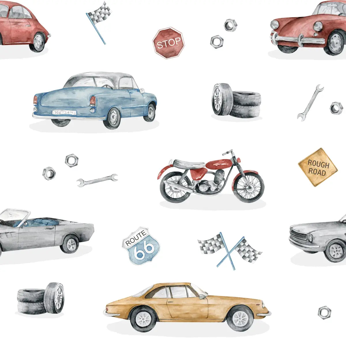 Ford Wallpaper - Cars and Motorcycles for Kids - Sample 1 foot by 1 foot - Loomwell Home Goods