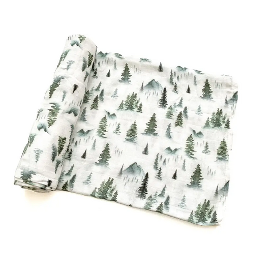 Forest Green Bamboo Muslin Swaddle Blanket - Harp Angel Boutique