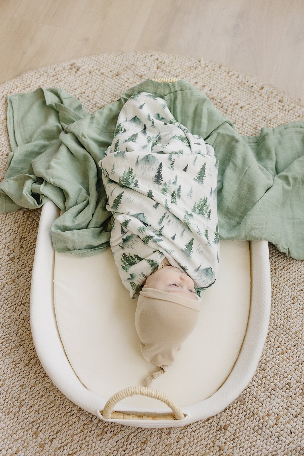 Forest Green Bamboo Muslin Swaddle Blanket - Harp Angel Boutique