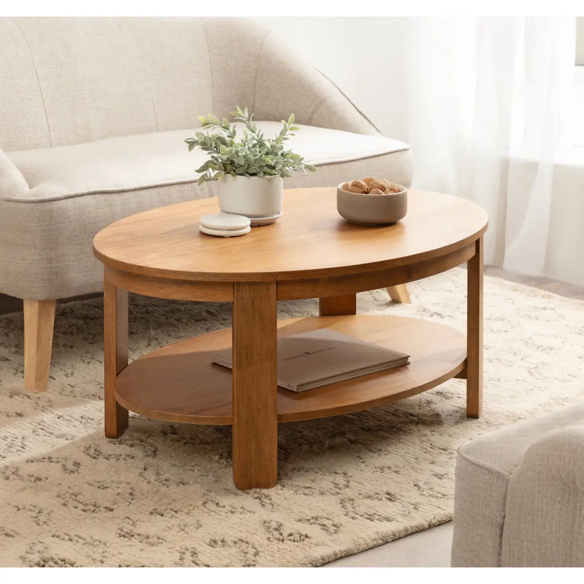 Foxford Oval Wood Coffee Table - kateandlaurel