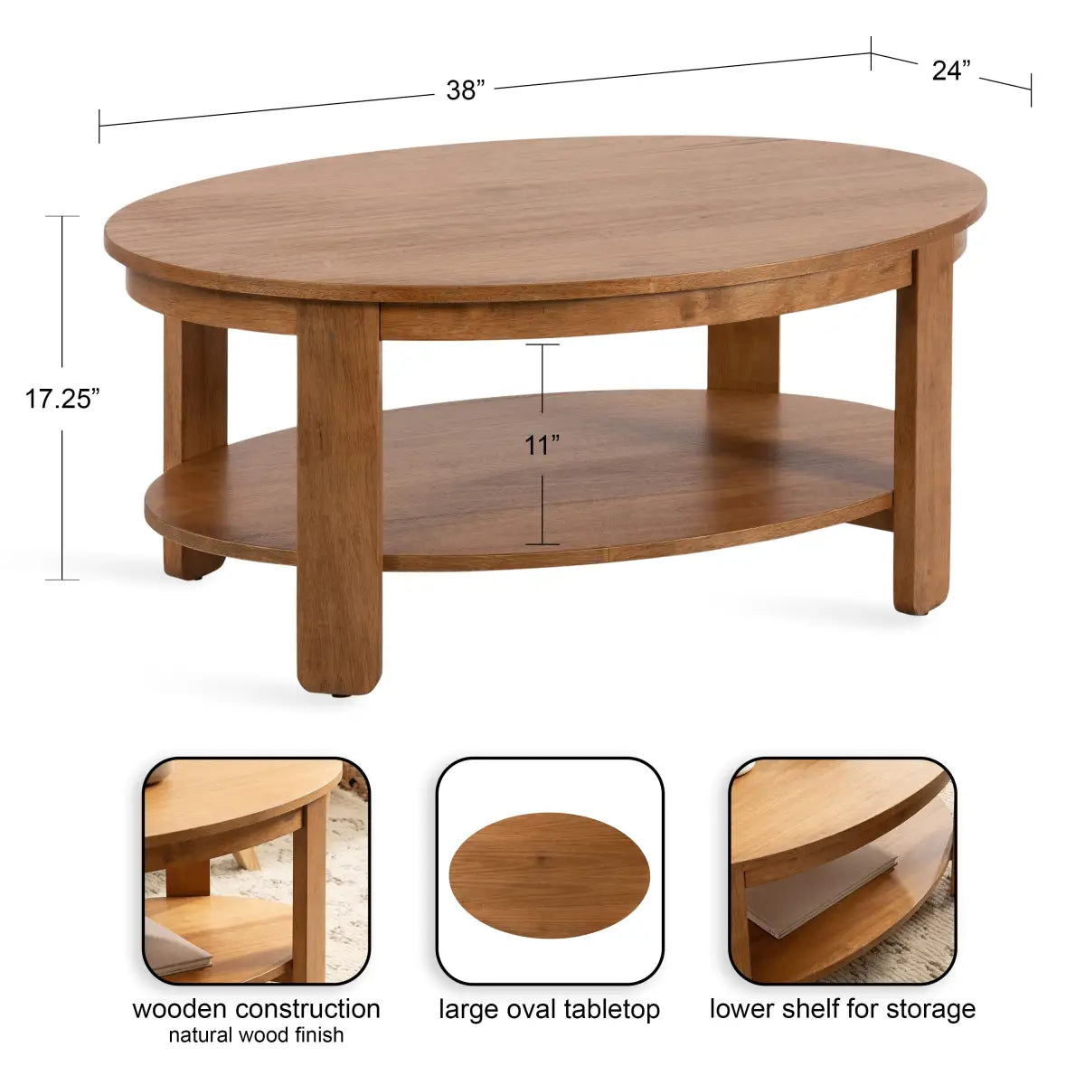 Foxford Oval Wood Coffee Table - kateandlaurel