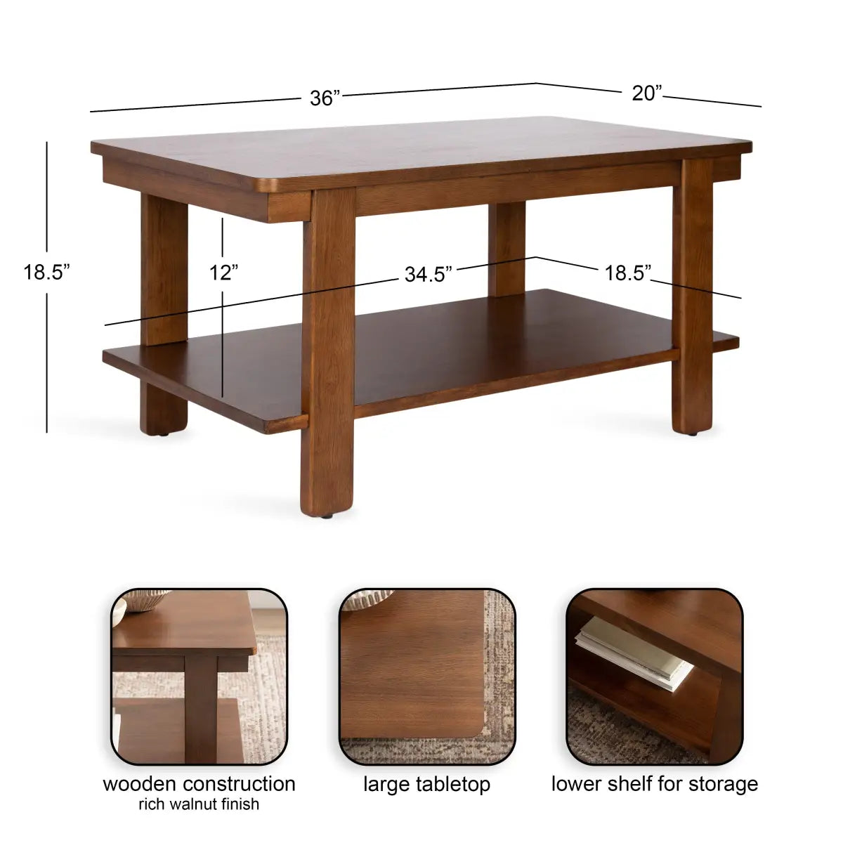 Foxford Wood Coffee Table - Rectangle - kateandlaurel