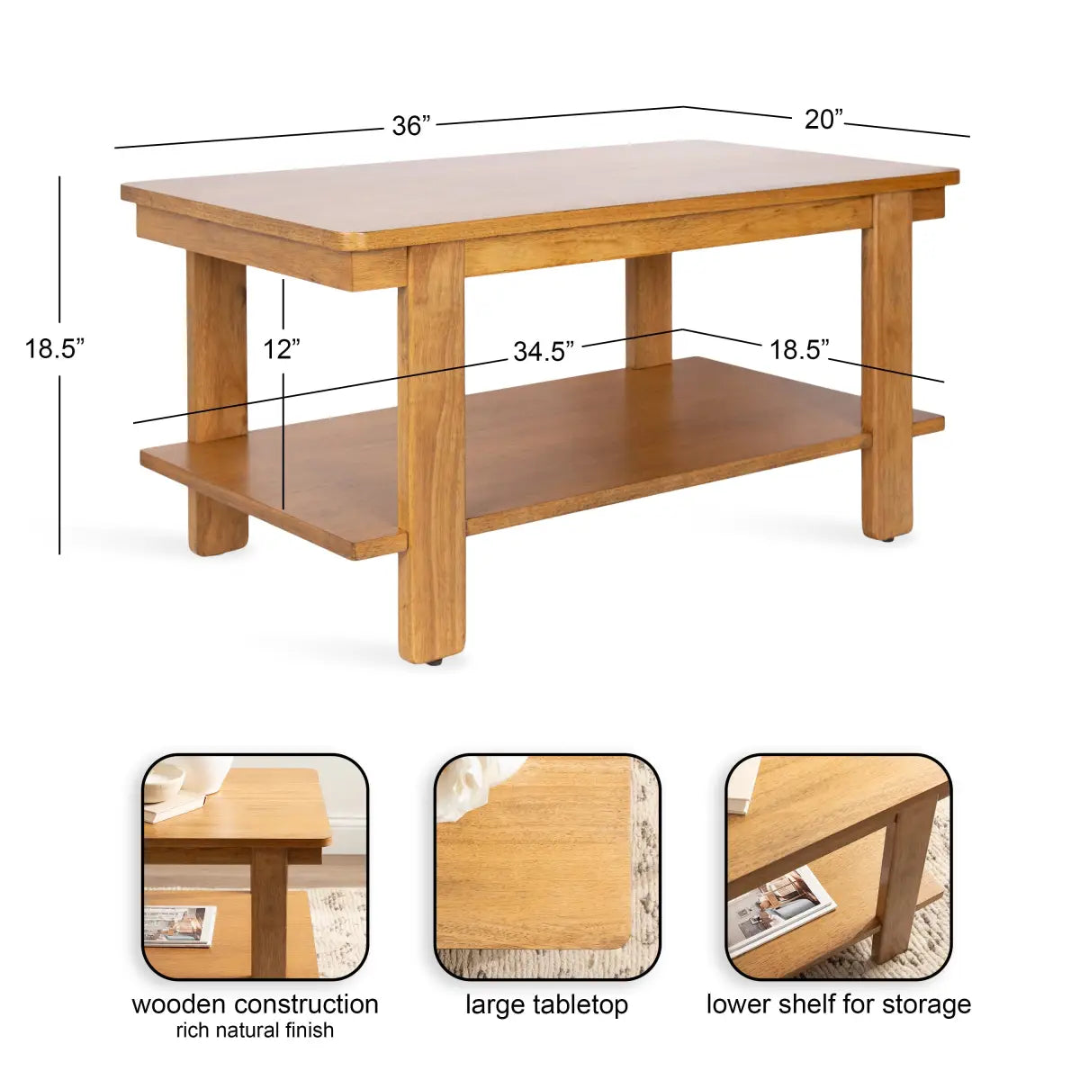 Foxford Wood Coffee Table - Rectangle - kateandlaurel