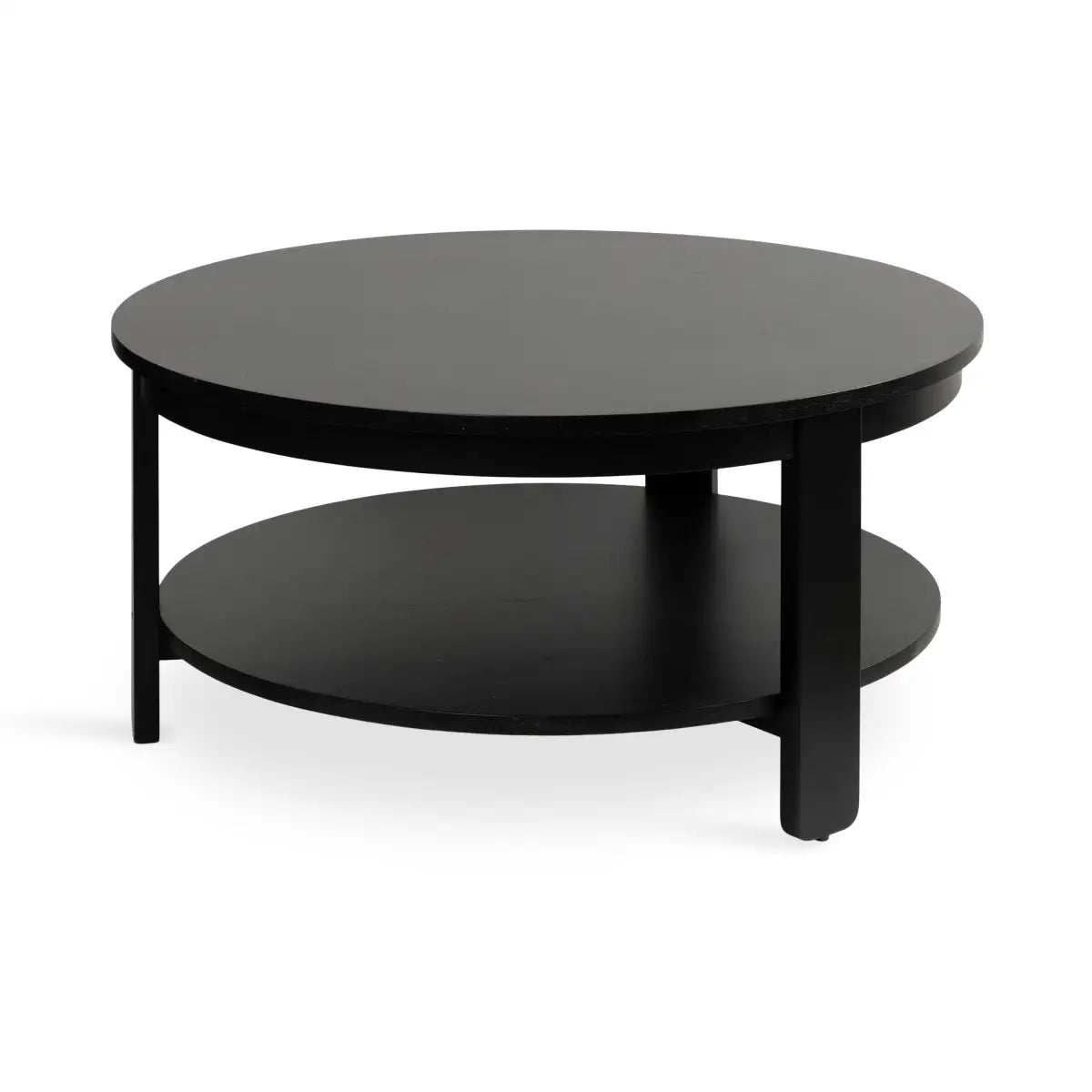 Foxford Round Wood Coffee Table - Black - kateandlaurel