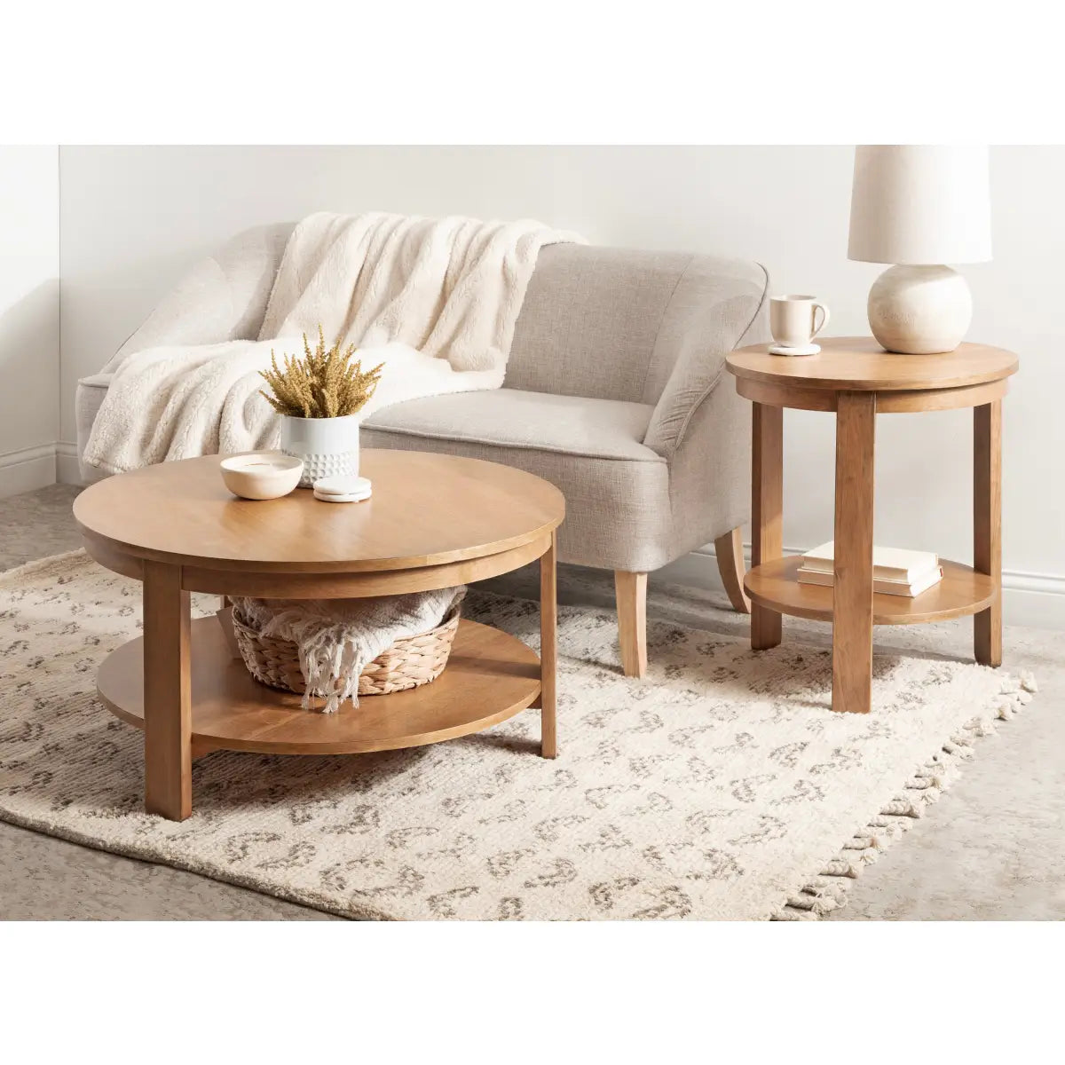 Foxford Round Wood Coffee Table - kateandlaurel
