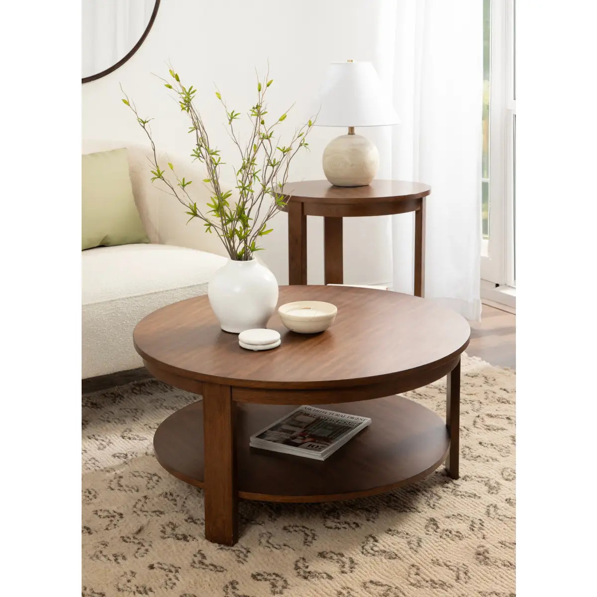 Foxford Round Wood Coffee Table - kateandlaurel
