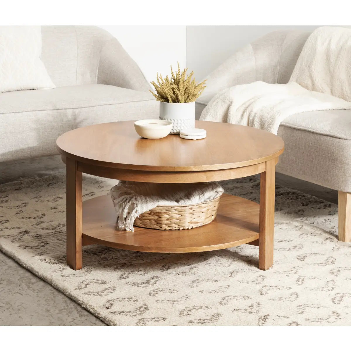Foxford Round Wood Coffee Table - kateandlaurel