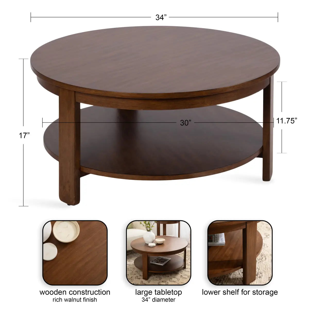 Foxford Round Wood Coffee Table - kateandlaurel